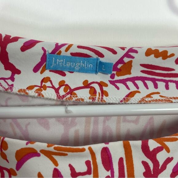 J. McLaughlin Catalina Cloth White and Pink Top Large EUC - Picture 2 of 5